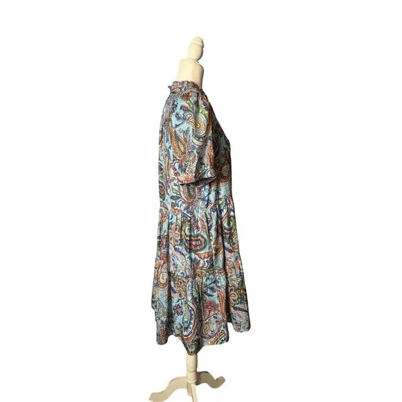 JADE Paisley Boho Babydoll Dress Blue Multicolor Size L EUC! - Picture 6 of 8